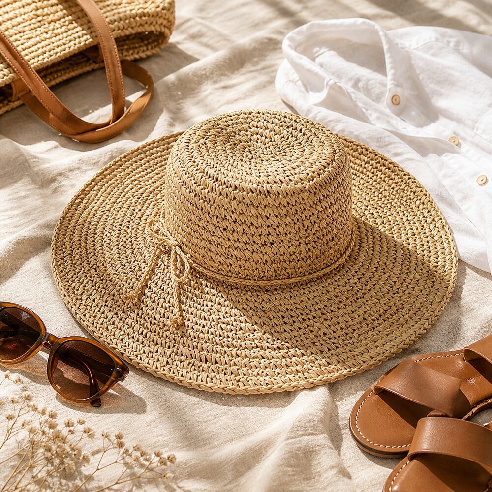 Peter Grimm Straw Sun Hat Natural Woven Resort Beach One Size